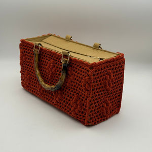Exquisito Bolso de Mano de Algodón para Mujer, Tejido a Crochet con Bambú y Flores de Maíz, Hecho a Mano, con Camelia, Accesorio Textil, Artesanía en Tela - Product Image 1