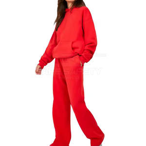 Chándal de talla grande de invierno para mujer, chándal de talla grande superventas, chándal de mujer de Color rojo liso - Product Image 1