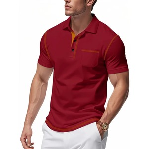 Camiseta de manga corta de poliéster/algodón de secado rápido con estampado de color sólido para hombre - Product Image 3