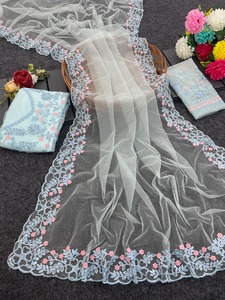 Best Selling Classic Traditional Heavy <b>Net</b> Saree with Beautiful Frill Design Wedding Party Wear Festival Saree From India - Product Image 3