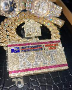 Féroce guerrier Portrait visage travail glace à la main incrusté Moissanite pendentif usine pendentif initial glacé bijoux - Product Image 3