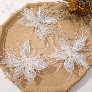 <span class=keywords><strong>Betty</strong></span> Pure dentelle blanche plume perle cristal <span class=keywords><strong>fleur</strong></span> couvre-chef clip dame chaussures décoration à la main et sac robe accessoires - Product Image 3