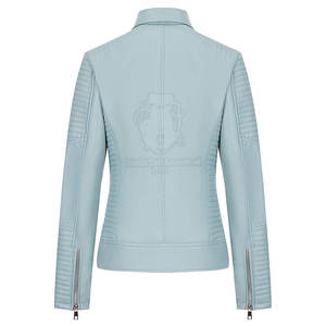 Nouvelle arrivée Veste en cuir d'hiver pour femmes avec fermeture éclair / Conception de col rabattu personnalisée Veste en cuir véritable pour femmes - Product Image 2