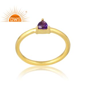 Dernière vente Bague en argent sterling 925 plaqué or 18 carats avec améthyste naturelle Bague Demi Fine Jewelry Manufacturer - Product Image 1