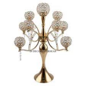 Crystal Beaded And Hanging Designer 5 Arms High Grade <b>Gold</b> Plated Superior Quality Metal <b>Candelabra</b> Wedding Decoration Supplies - Product Image 6
