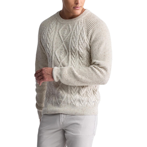 Jersey de cuello redondo para hombre, suéter de punto de manga larga con textura de gofre, suéter de talla grande con diseño acanalado informal transpirable - Product Image 2