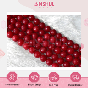 Collar y pulsera de joyería de moda al por mayor de diseño elegante de calidad superior que hace hebras de cuentas redondas sintéticas de coral rojo - Product Image 4