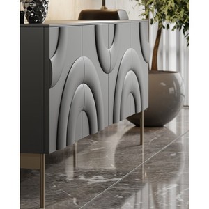 Aparador de 3 Puertas de Estilo Italiano de Alta Gama, Mueble Buffet de MDF Lacado de Lujo para Comedor y Sala de Estar - Product Image 5