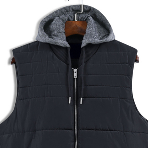 Veste Gilet Noir pour Homme Personnalisable 100% Polyester Respirant Design Hiver Col Brodé Fermeture Éclair Uni S-Vente en Gros - Product Image 2