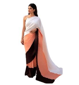 Sari Georgette moderno para mujer con estampados florales digitales Sari cómodo y elegante para eventos casuales o semiformales - Product Image 1