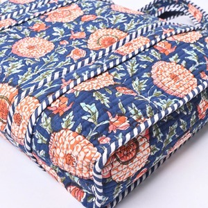 Hand Block Printed <b>Zipper</b> Closure Lightweight Summer Winter Lady Bohemian Vintage Fashion <b>Tote</b> <b>Bag</b> - Product Image 3