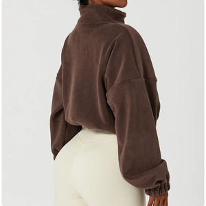 Sudadera con capucha recortada de gran tamaño personalizada 2025 para mujer, jersey con cremallera, Top corto con cordón, ropa de invierno - Product Image 3