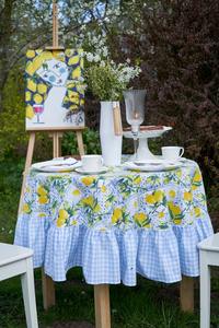 Vintage Elegant 100% Linen <b>Tablecloth</b> with Top Ruffle Cover Floral Embroidered Customizable Color & Logo Wedding Decorations - Product Image 4