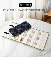 Sac de rangement pour bijoux WEIMEI, en tissu, portable, avec fermeture éclair, sac à roulettes pour bijoux, voyage, bague, collier, bracelet, pochette pour bijoux
