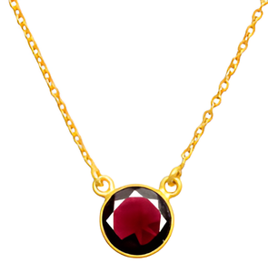 Grenat rouge rond à facettes plaqué or 925 pendentif chaîne en argent collier bijoux collier à la mode pour la fête de mariage pour les femmes. - Product Image 6