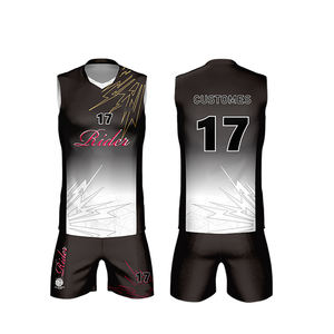 ชุดยูนิฟอร์มวอลเลย์บอลสีดำและสีขาวแบบเรียบง่าย 100% โพลีเอสเตอร์ สำหรับทุกเพศ ออกแบบใหม่ล่าสุด ราคาประหยัด - Product Image 1