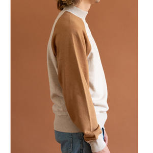 T-shirt à manches longues et col montant pour femmes-Top décontracté en coton mélangé extensible - Product Image 2