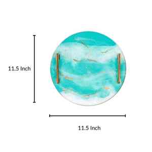 Plateau rond en bois de résine fabriqué à la main assiette de service décorative pour la maison pour les collations Desserts Fruits aliments cuillère plateau en métal de qualité - Product Image 6