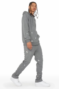 OEM Personnalisable Vintage Flare Hoodie 2-Piece Sweatpants Jogger Sweats 100% Cotton Puffer Pullover Casual Winter Set for Men - Product Image 4