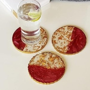 Posavasos de té de resina personalizados creativos de calidad de exportación diseños personalizados con flores secas brillo o lámina de oro disponibles para la venta - Product Image 6