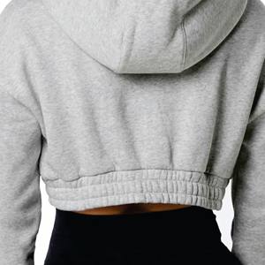Veste pull en polaire lourde personnalisée en gros pour femmes haut court à manches longues fermeture éclair à capuche hiver sweat à capuche zippé crop top - Product Image 5