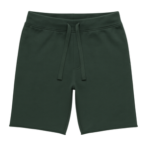 Shorts en molleton vert pour homme, 100% coton biologique de luxe, pré-rétréci, certifié GOTS, confortable, coupe classique - Product Image 1