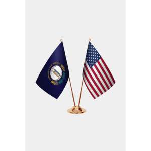 Kentucky et États-Unis Ensemble de drapeaux de bureau personnalisés, imprimés numériquement, en satin, soie, plastique et polyester, avec mât en aluminium, pour l'éducation - Product Image 2