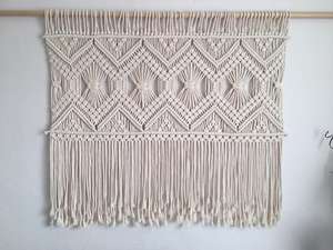 Boho Chic macramé colgante de pared hecho a mano algodón decoración pluma borlas sala de estar dormitorio tejido ornamento hoja - Product Image 6