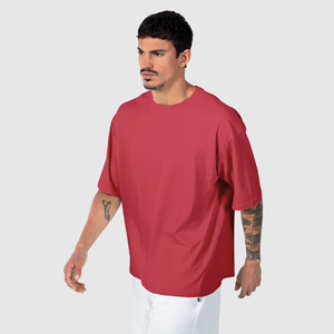 เสื้อยืดคอตตอนทรงบ็อกซี่คุณภาพสูง ป้องกันริ้วรอย สำหรับผู้ชาย ไซส์พลัส สไตล์ฮิปฮอป รับสกรีนโลโก้ เสื้อยืดเปล่าขายส่ง - Product Image 2