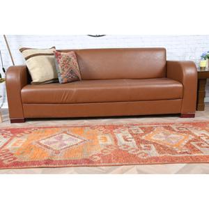 Alfombra Vintage de 2.7x11.2 pies, Alfombra Turca, Alfombra de Lana con Bordes Rojo Anaranjado - Product Image 5