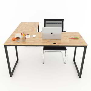 L-Shaped Corner Desk 140x140cm Minimalist Design Rubber Wood Computer Desk with Assembly Legs HBMN014 - Product Image 2