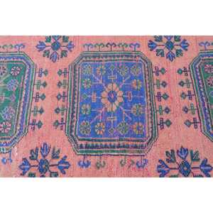 Turkish Vintage <b>Runner</b> Rug 2.7x10.4 ft, <b>Red</b> Blue Bordered Wool Rug - Product Image 5