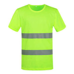 T-shirts de sécurité fluorescents à logo et étiquette personnalisés, 100% polyester, protection, avertissement de sécurité, vêtements de travail, t-shirt réfléchissant - Product Image 2