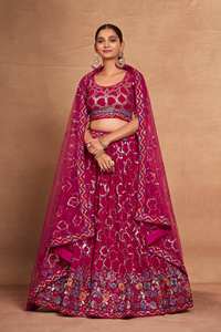 Lehnga Heavy Georgette Work Embroidery and <b>Sequins</b> Inner Inner Silk <b>Flare</b> 3.5 MTR with 2 Layers - Product Image 3
