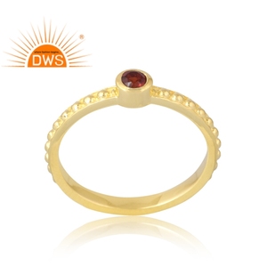 Latest Selling 925 Sterling <b>Silver</b> 18K Gold Plated Natural <b>Garnet</b> Gemstone <b>Ring</b> Demi Fine Jewelry Manufacturer - Product Image 1
