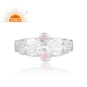 Vente chaude Fine Sterling Silver Natural Rainbow Moon Stone Gemstone Déclaration Ring Fabricant de bijoux personnalisés - Product Image 4