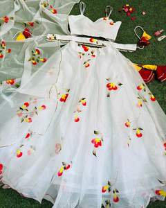 El último diseñador Pure Organza Silk Hand Work Impreso Lehenga Choli por Fab Zone - Product Image 2