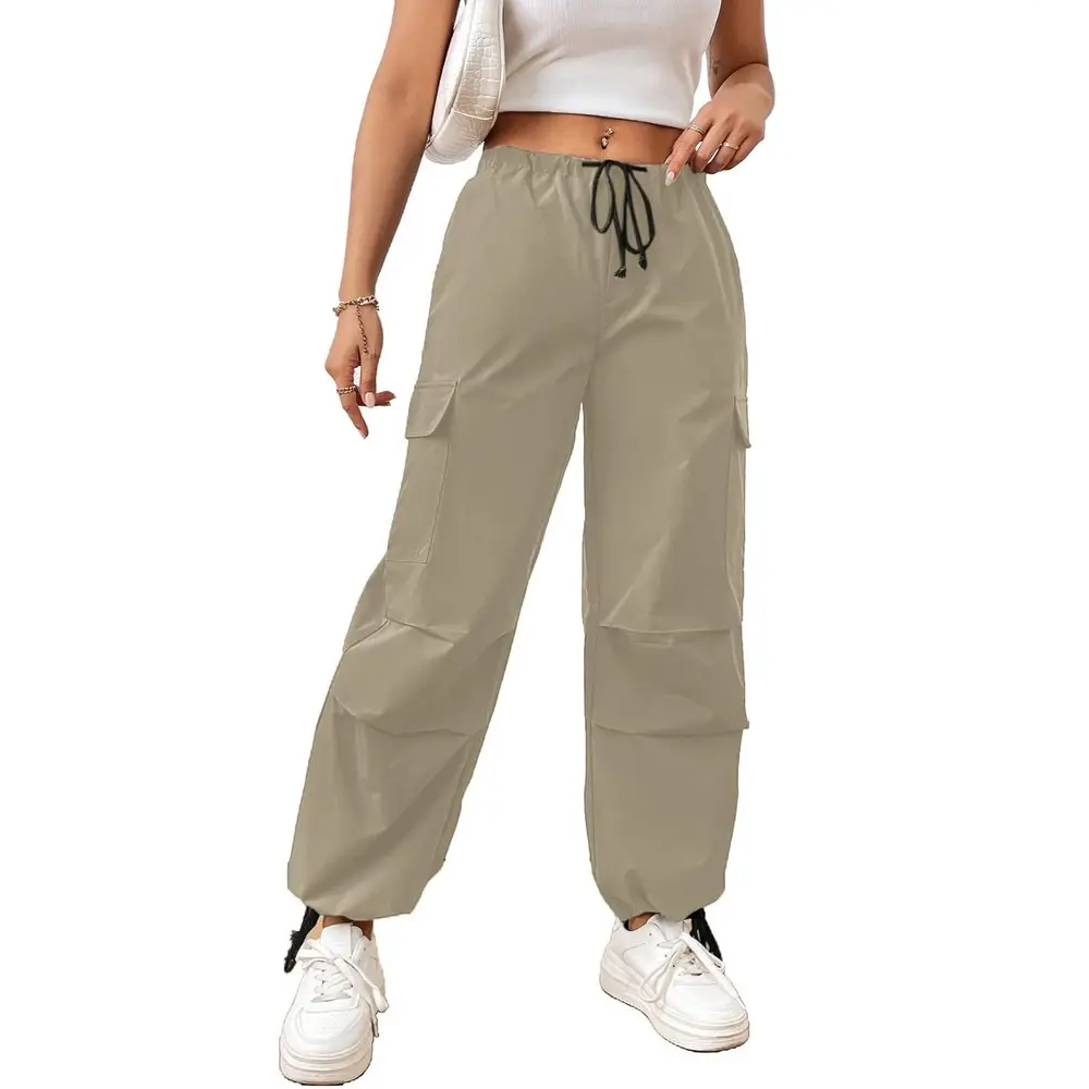 Pantalones largos de pierna ancha para novio de talla grande de baile callejero informal sólido para mujer y pantalones con múltiples bolsillos para mujer