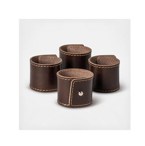 Rond de serviette rond en cuir décoratif Anneaux personnalisés en vrac Table à manger pratique décorative - Product Image 1