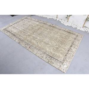 Alfombra Turca Vintage para Adolescentes, Tapete de Látex de Estilo Clásico con Patrón Rectangular de Retazos de Lana Beige y Marrón para Pasillo de Área Grande, 4,4 "X 7,8" - Product Image 2