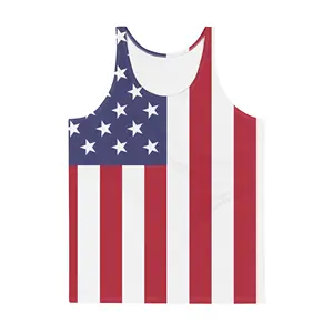 Bandera de EE. UU. Diseño de sublimación colorido Algodón sin mangas unisex-Sensación para el verano.