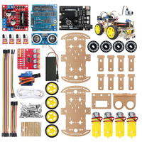 Kit de Coche Robótico de Doble Chasis con Sensor Ultrasónico para Evitar Obstáculos y Placa de Desarrollo con Rastreador de Líneas para Niños ArduIDE
