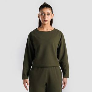 Sweat-shirt en molleton compressif 100% coton décontracté pour femmes Respirant Broderie sur le devant Taille personnalisée XS pour l'hiver Vente en gros - Product Image 1