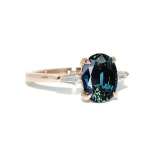 สายคาดแต่งงานของผู้หญิงควอตซ์สีฟ้าแข็ง925เงินสเตอริงเรียบง่ายชุบโรสโกลด์ทรงรีดีไซน์ตัดสำหรับปาร์ตี้โดยตรง - Product Image 2