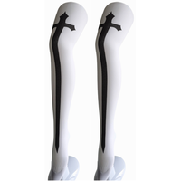 Déguisements d'halloween pour femmes, bas hauts de cuisse, tenue de fête sur le thème, bas imprimés en noir et blanc, Design épée croisée, chaussettes gothiques pour Cosplay