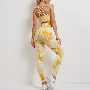 Cravate teinture femmes vêtements de sport Yoga formation survêtement sport soutien-gorge et Leggings 2021 nouveau Yoga ensemble Fitness - Product Image 4