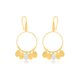 Pendientes de Plata de Ley 925 de moda chapado en oro rutilo negro para bodas u ocasiones cristianas - Product Image 3