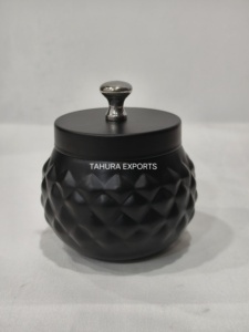 New Look Hammered Look Round Tabletop Container For Storage Handmade Black Multipurpose Box Storage Box Kitchenware Decorative - Product Image 3