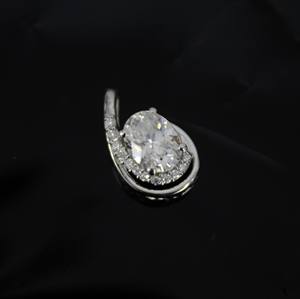 Pendentif à breloque en argent sterling 925 Moissanite taille ovale sans chaîne pour cadeau d'anniversaire pour femme - Product Image 5