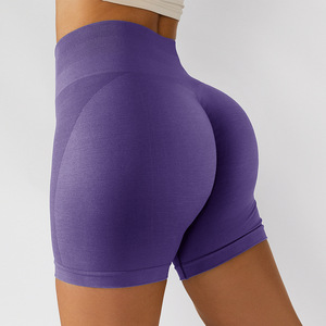 Pantalones cortos de Yoga sin costuras de cintura alta para mujer, Control de barriga fruncido, levantamiento de glúteos, cintura ancha, deportes, tela de entrenamiento físico - Product Image 1